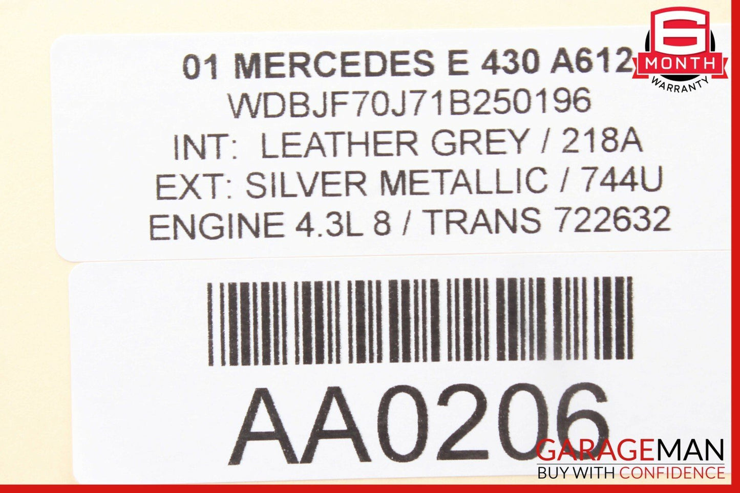 98-02 Mercedes W210 E320 E430 Shift Knob Gear Shifter Leather Grey