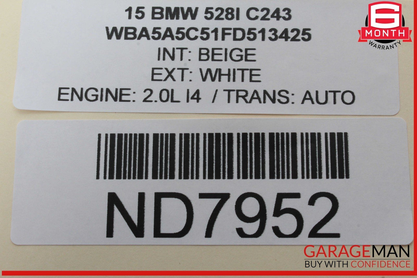 11-16 BMW 528i 535i 550i F10 Rear Right Passenger Side Window Regulator Motor