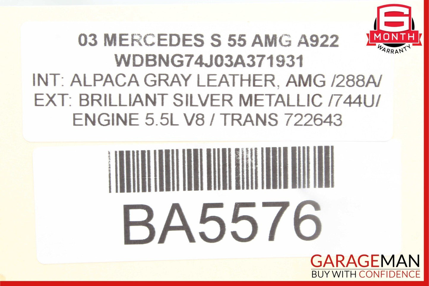 00-06 Mercedes W220 S430 S55 AMG Rear Left Side Door Window Regulator Motor OEM