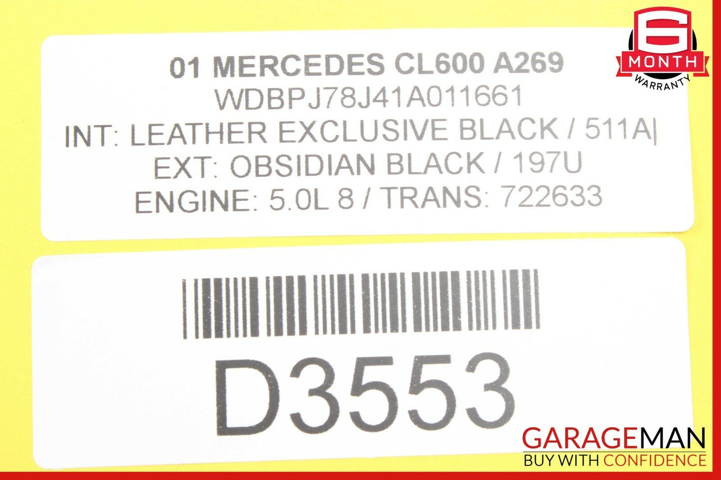 00-02 Mercedes W215 CL600 Steering Column Control Switches Assembly 0004640318