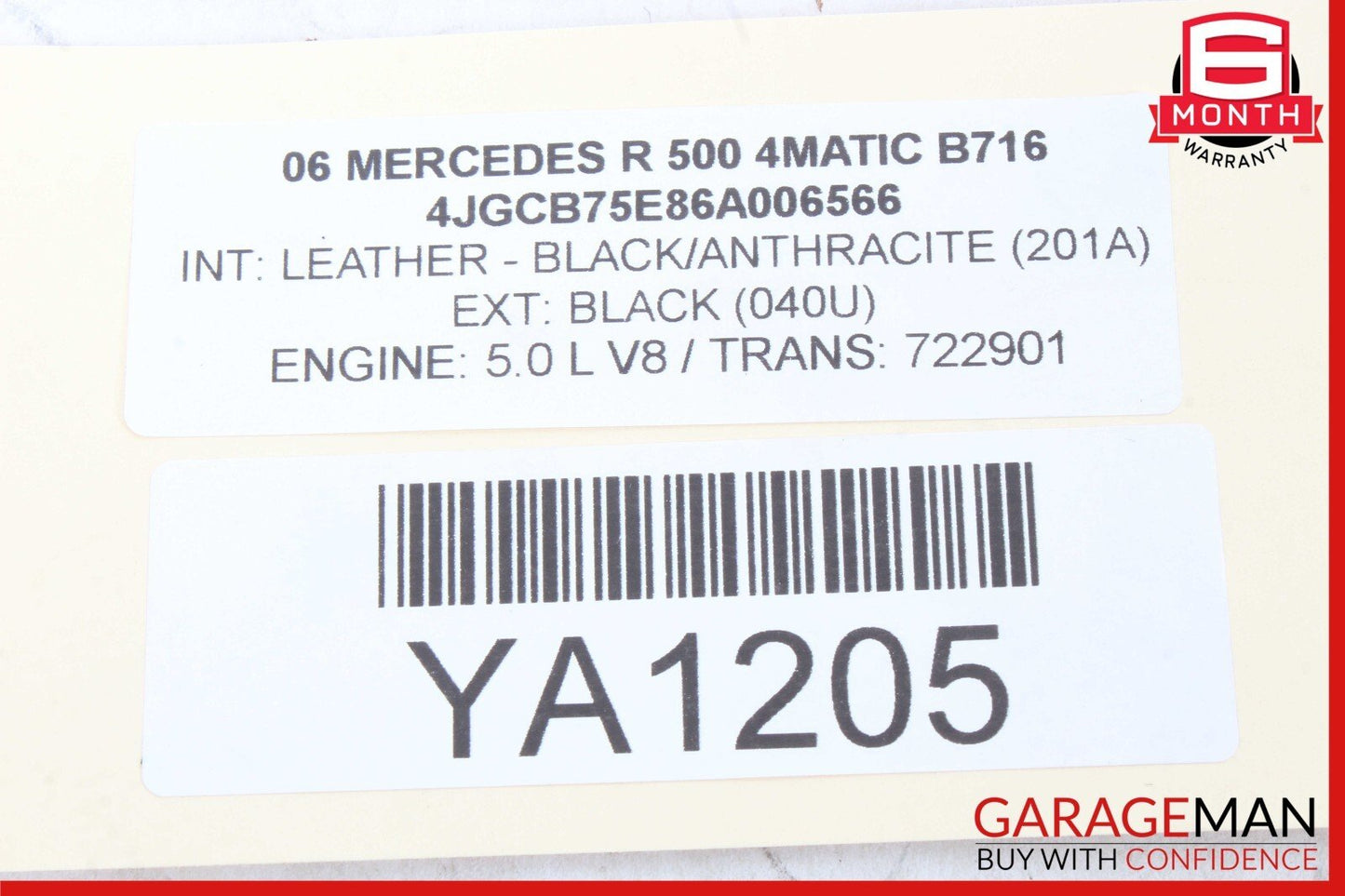 06-10 Mercedes W251 R350 R500 R550 Front Left Side Mirror Door Rear View Black