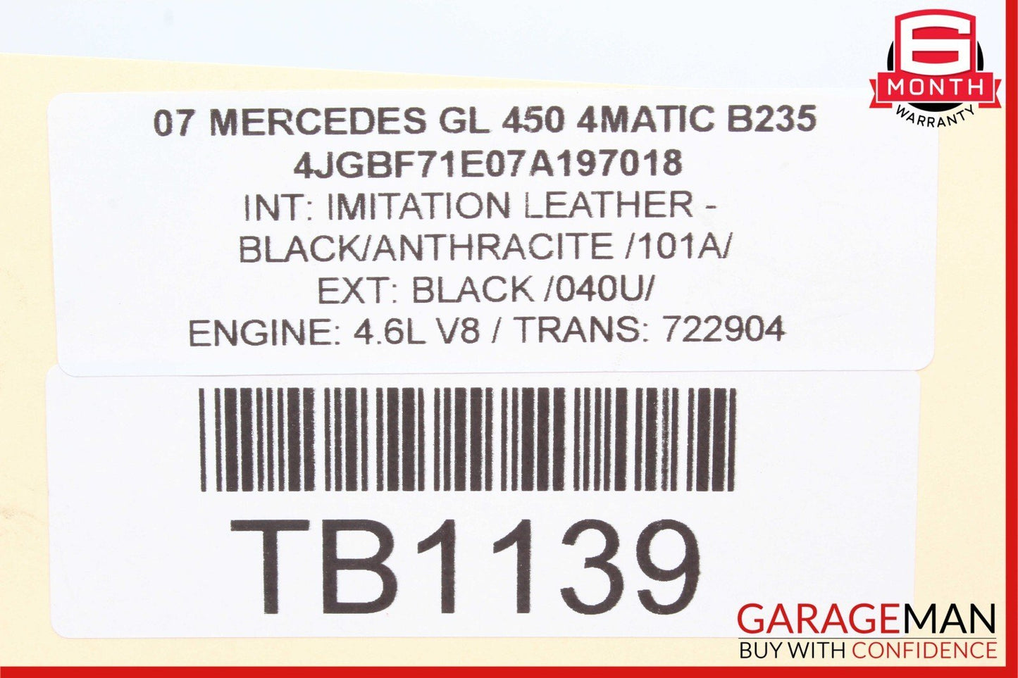 06-12 Mercedes X164 GL450 4MATIC Right Power Steering Rack & Pinion Tie Rod Boot
