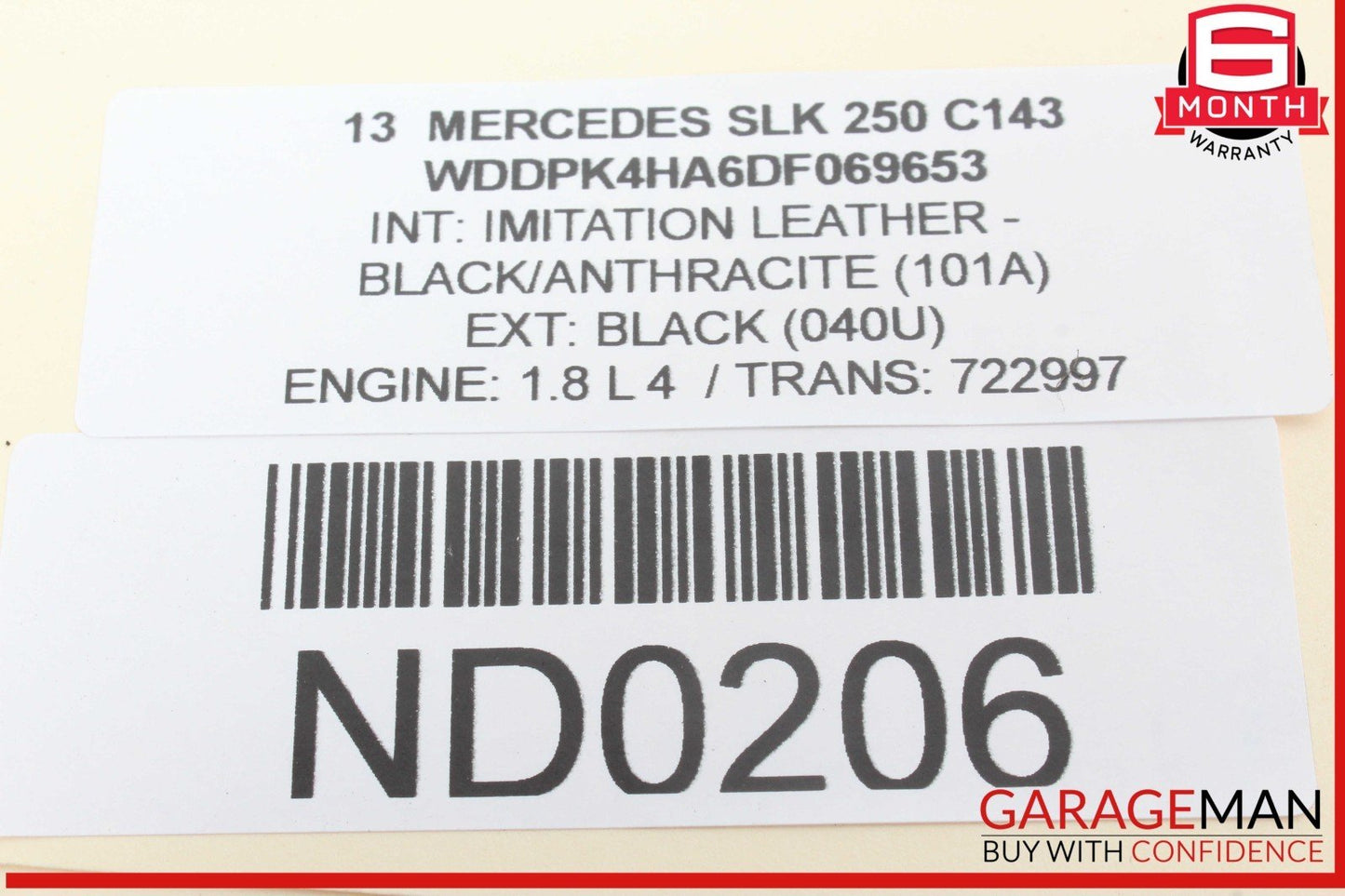 12-20 Mercedes R172 SLK250 SLC300 Right Side Exterior Door Handle Black OEM