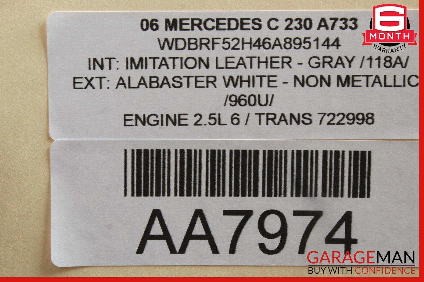 01-07 Mercedes W203 C230 C280 Rear Right Side Door Window Regulator Motor Unit