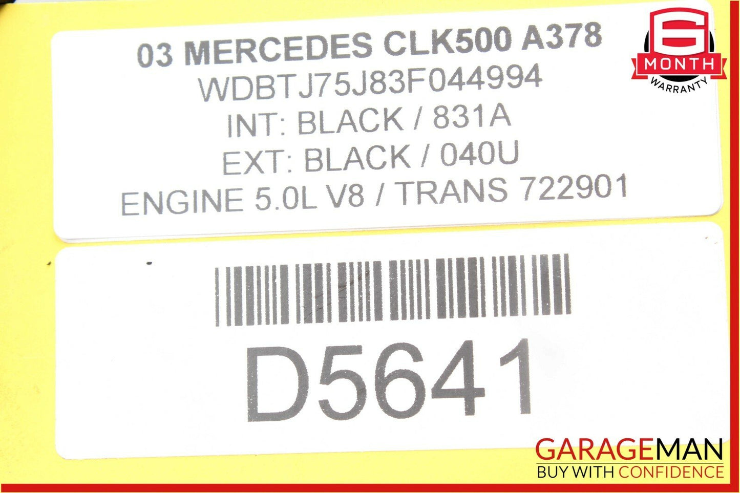 03-09 Mercedes W209 CLK500 Front Right / Left Side Seat Headrest Head Rest Black