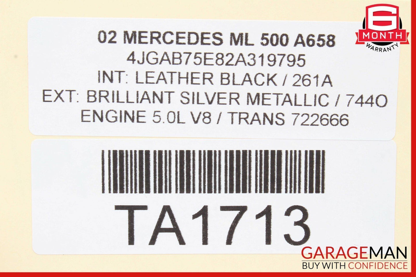 98-05 Mercedes W163 ML430 ML500 Rear Left Side Seat Belt Retractor Black