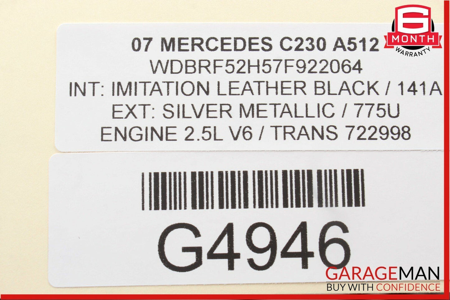 05-07 Mercedes W203 C230 Front Left Side Headlight Head Light Halogen Lamp