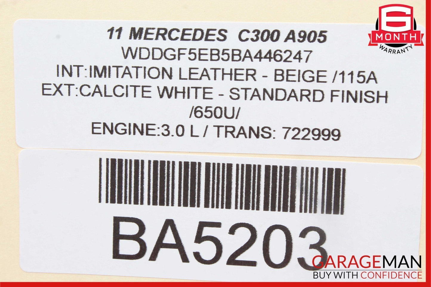08-14 Mercedes W204 C300 C250 Rear Right Side Door Window Regulator Motor Unit