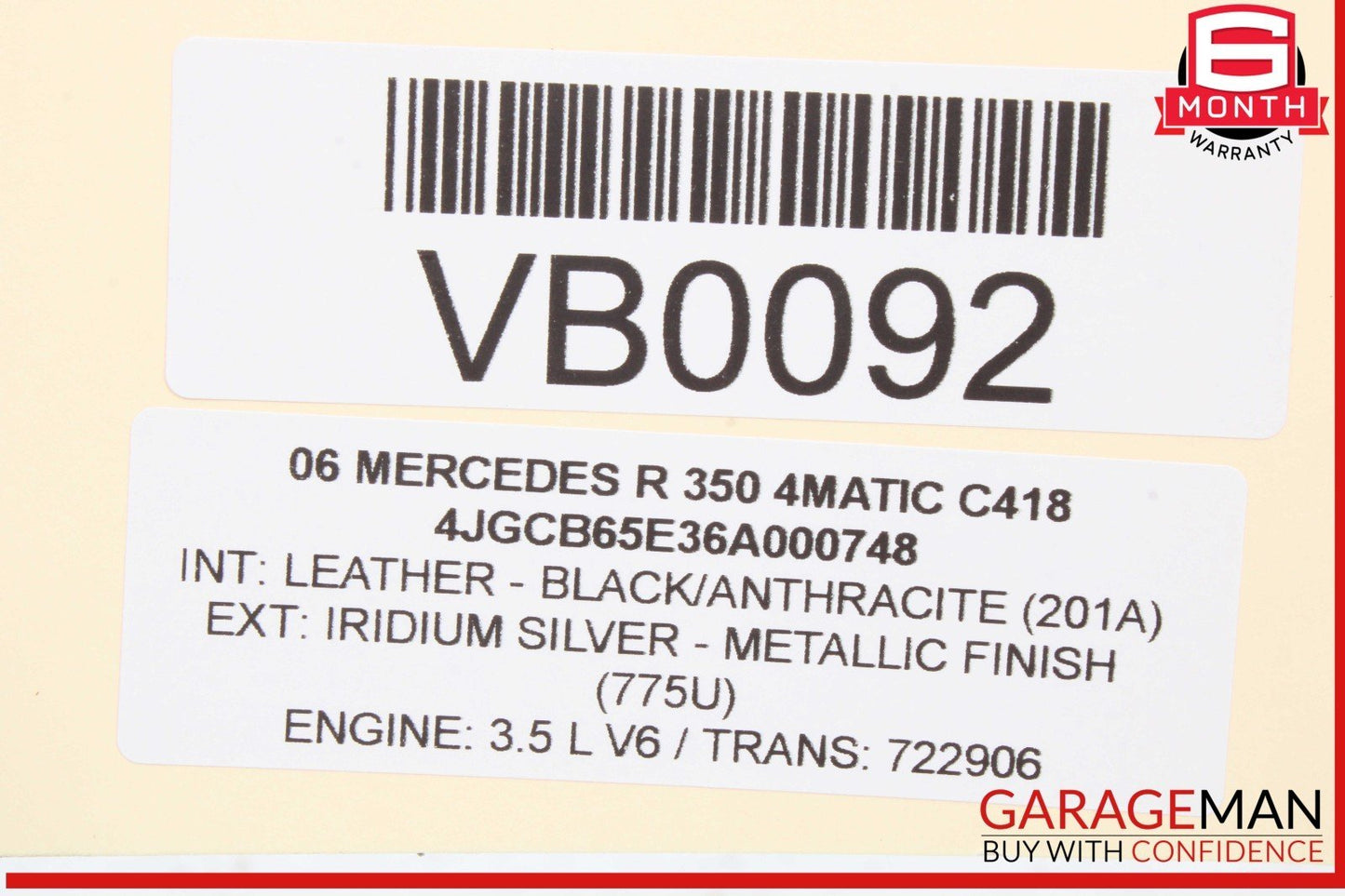 06-13 Mercedes-Benz R350 Right Rear Door Regulator Motor 2518201042 OEM