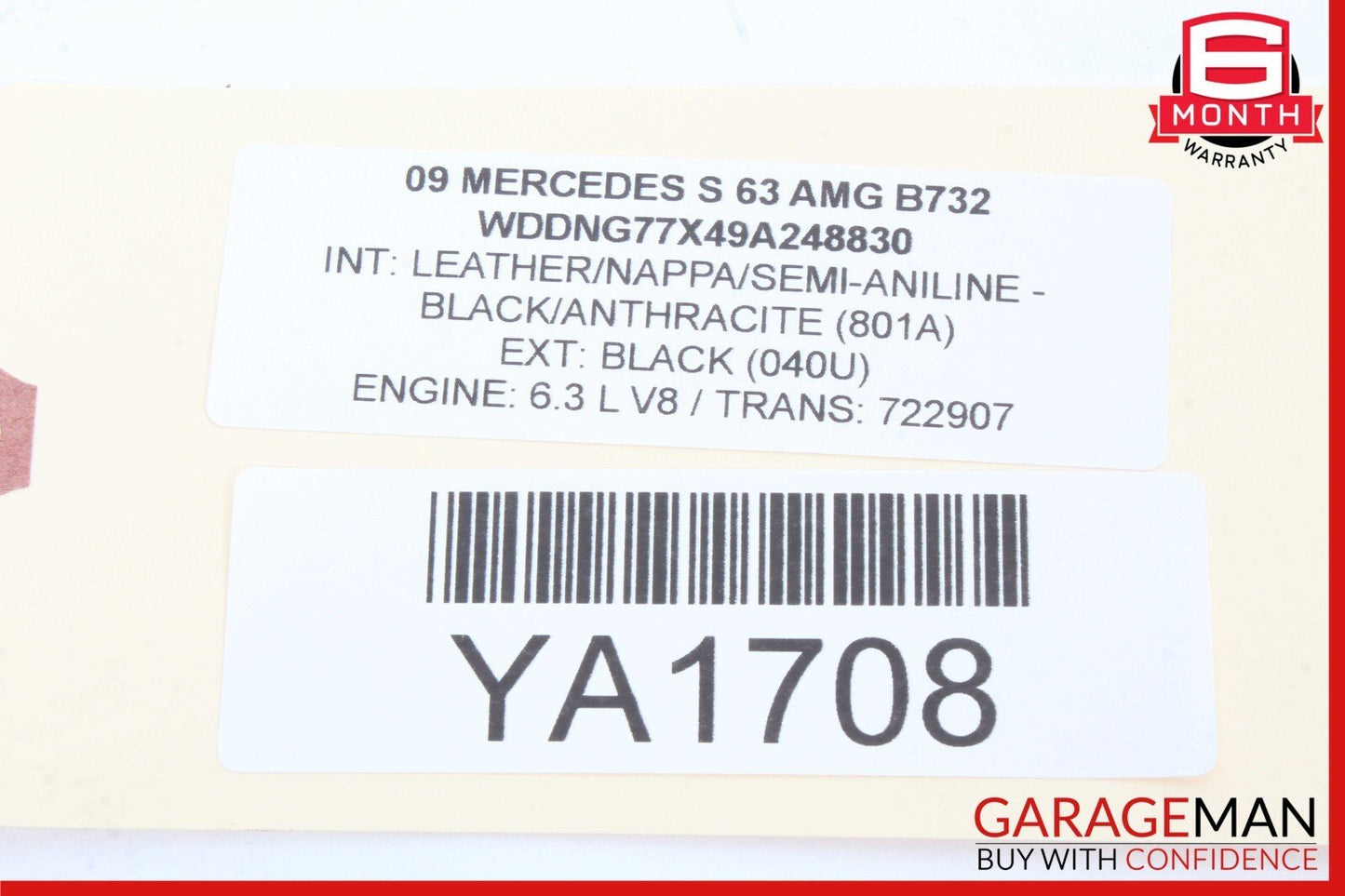 07-09 Mercedes W221 S550 S63 AMG S450 Interior Rear View Mirror Cover Assy Black