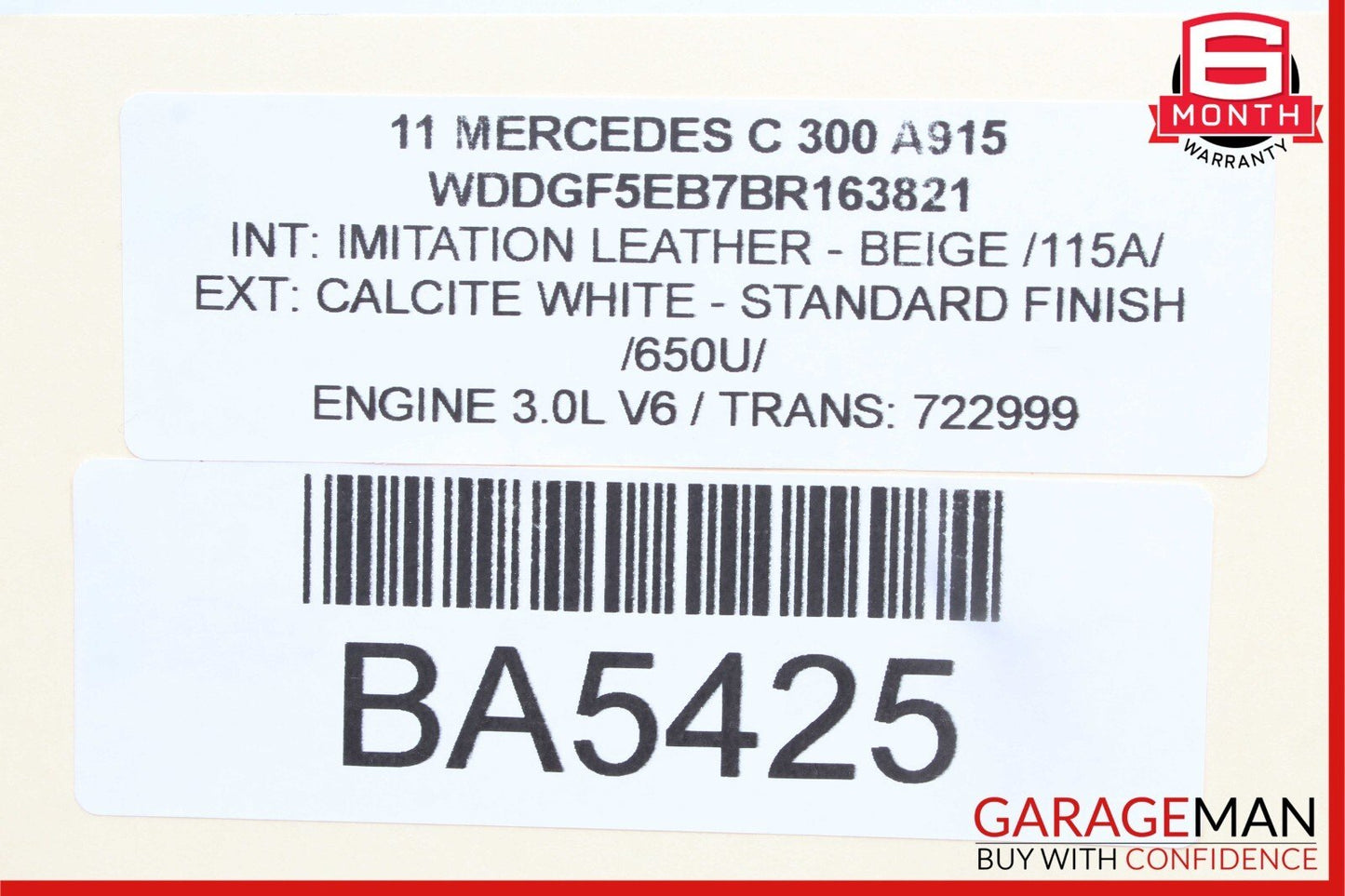 08-14 Mercedes W204 C250 C300 Rear Left Driver Side Exterior Door Handle White