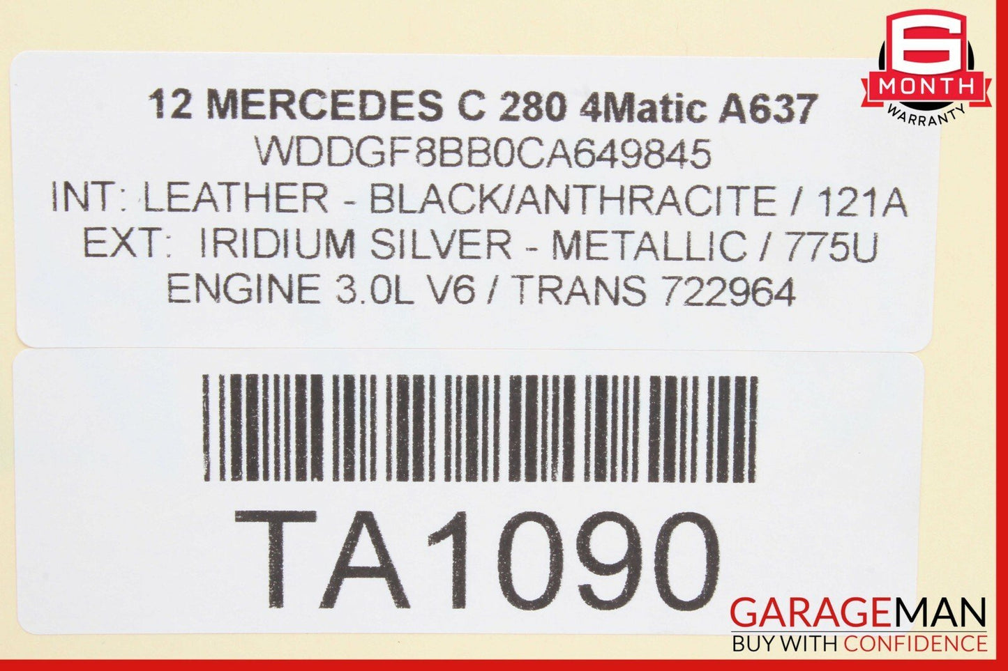 12-14 Mercedes W204 C250 C63 AMG Sedan Shark Fin Radio Antenna Silver