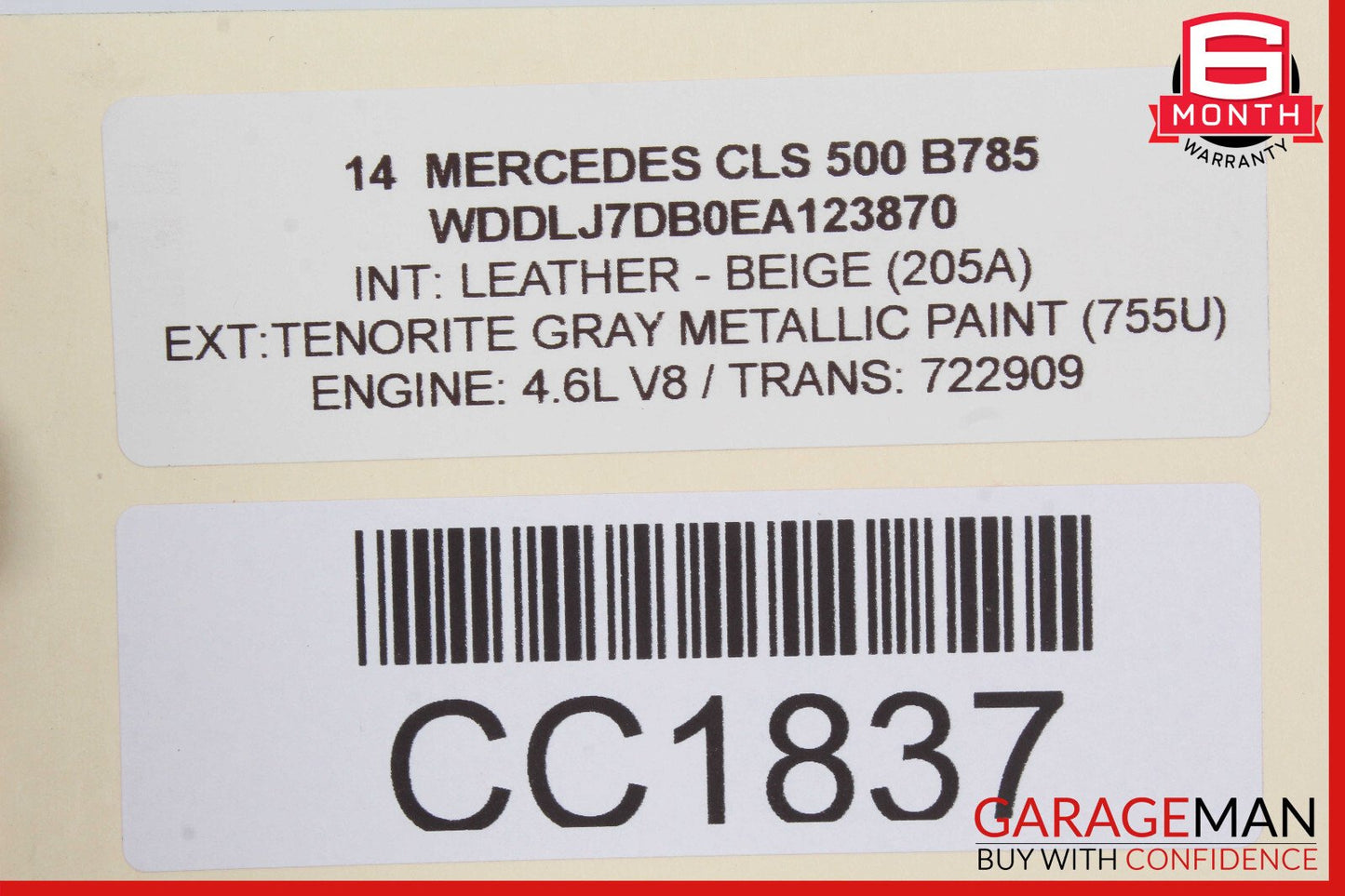 12-14 Mercedes W218 CLS550 Front Right Side Interior Door Panel OEM