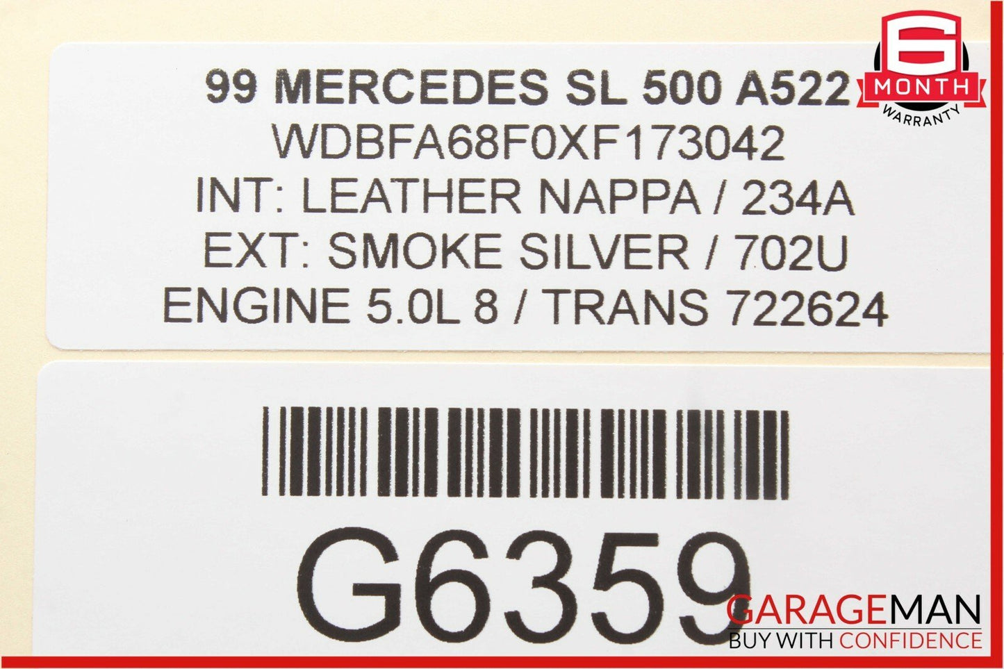 94-02 Mercedes R129 SL500 Front Right Side Exterior Door Handle Smoke Silver