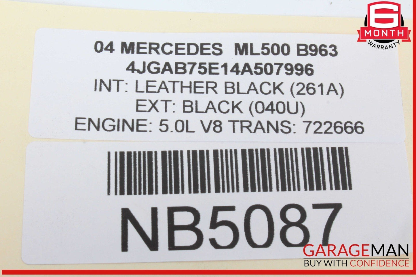 02-05 Mercedes W163 ML500 ML350 Tail Light Lamp Left Driver Side 1638202364 OEM