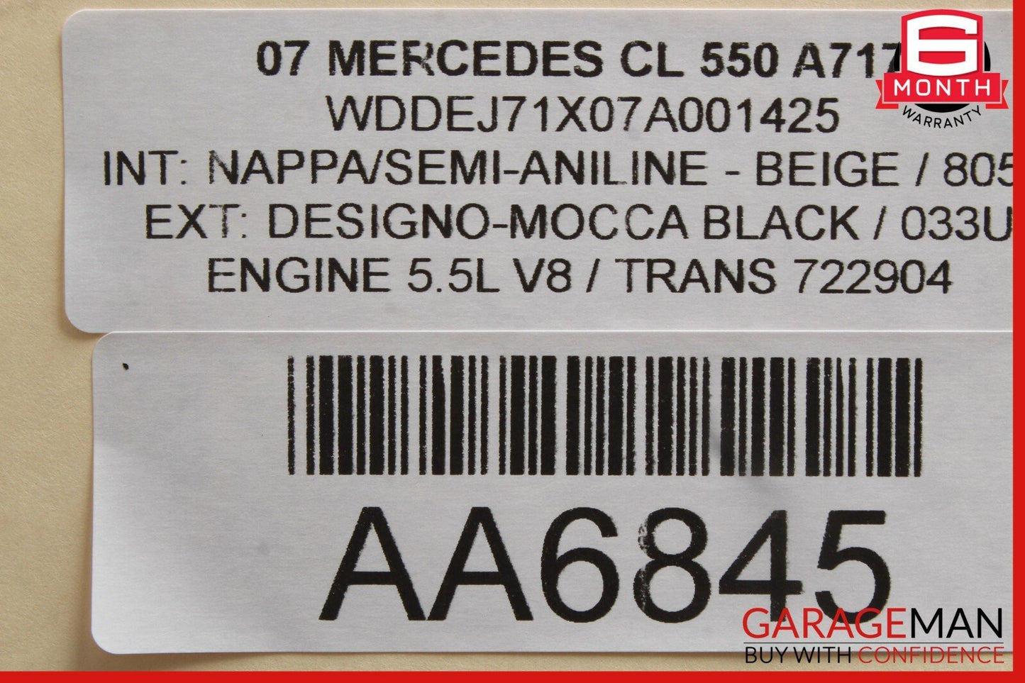 07-14 Mercedes W216 CL550 Rear Left Bottom Lower Seat Cushion Beige