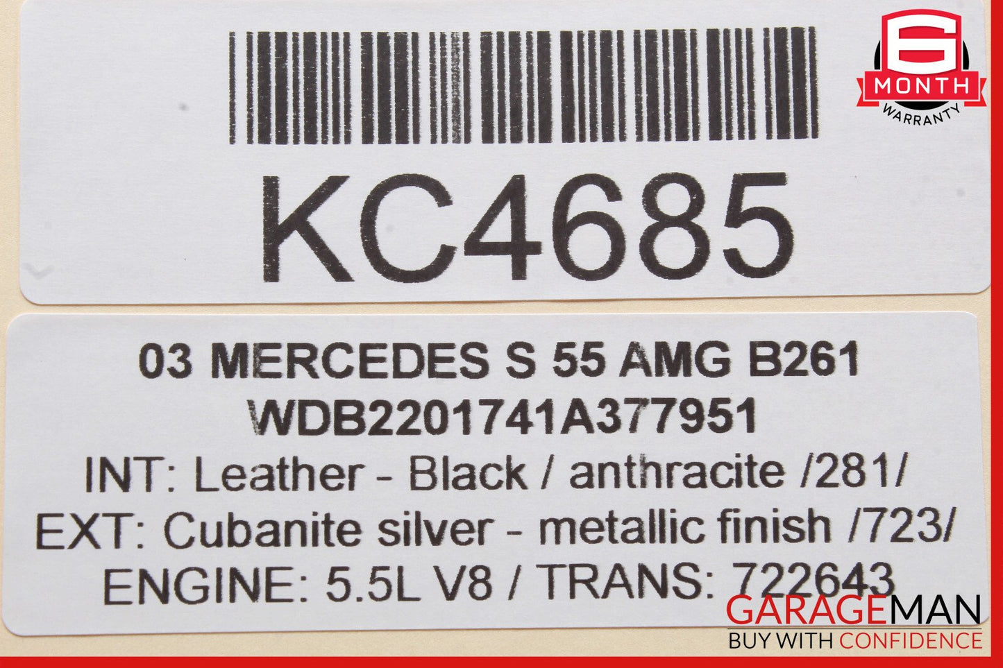 03-06 Mercedes W220 S55 AMG E500 Central Locking Vacuum Pump Tank 2118000019 OEM