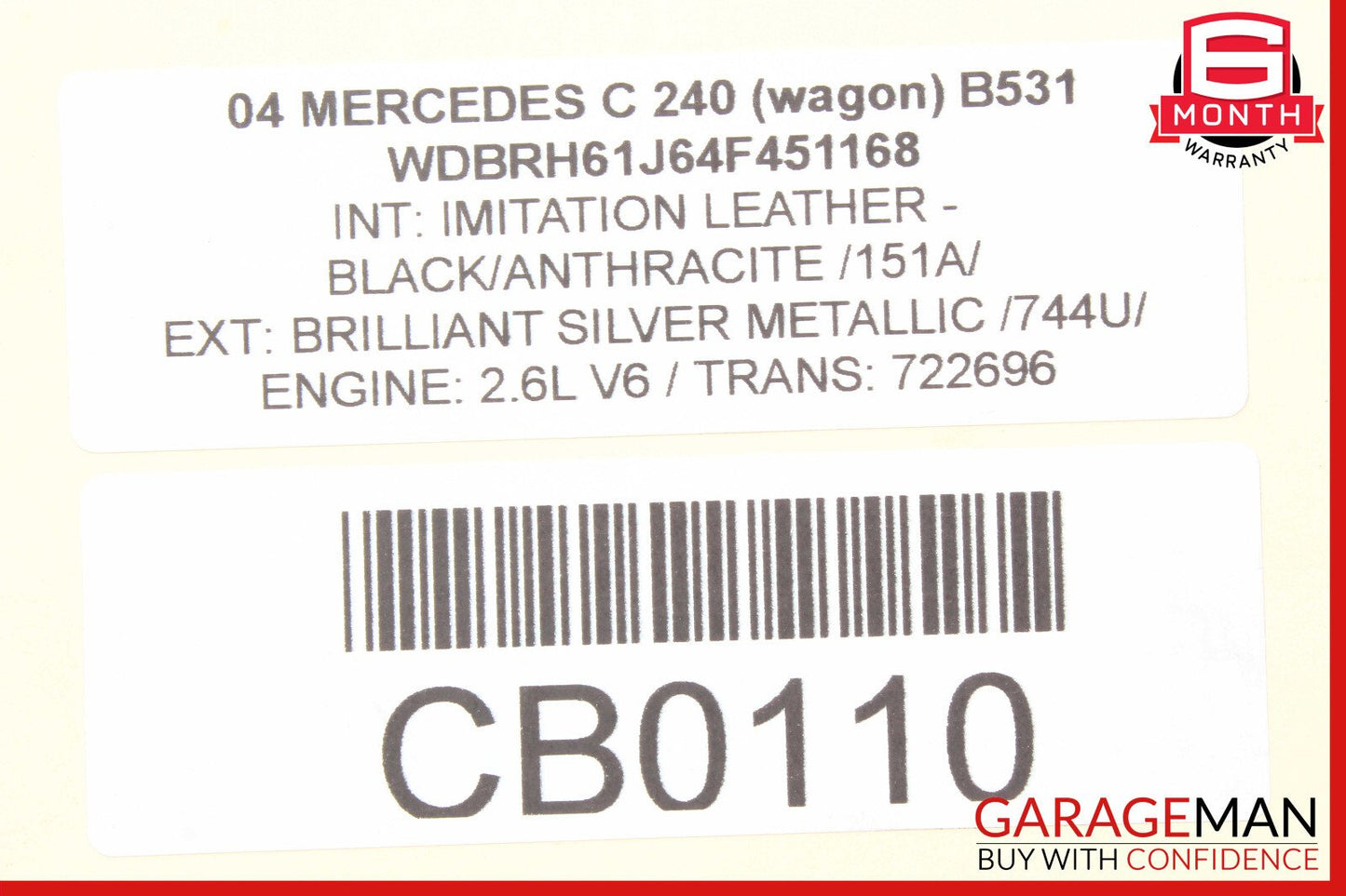 Mercedes W203 C240 CLK350 Rear Left or Right Side Upper Control Arm OEM