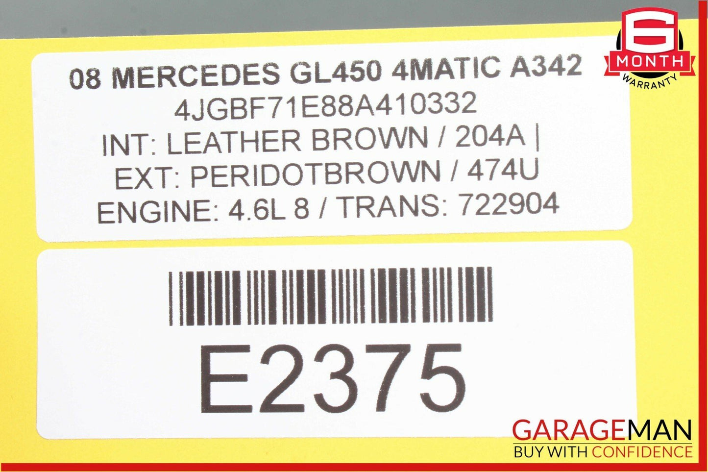 06-12 Mercedes GL450 R350 Front Left Door Window Regulator Motor Frame Panel OEM