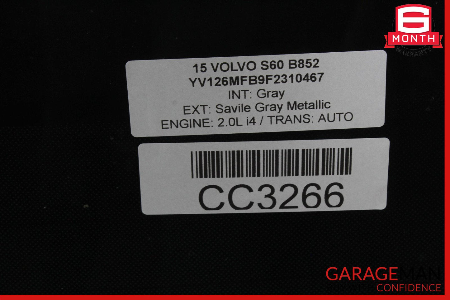 11-18 Volvo S60 Rear Window Windshield Glass OEM