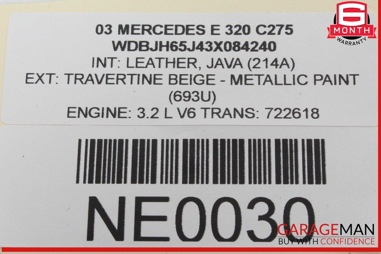 99-07 Mercedes W210 E320 Rear Overhead Dome Light Lamp 2108203401 OEM