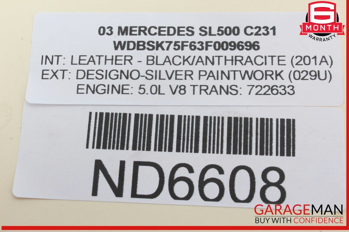 03-12 Mercedes R230 SL500 S55 AMG Convertible Right Lock Pawl Cylinder OEM