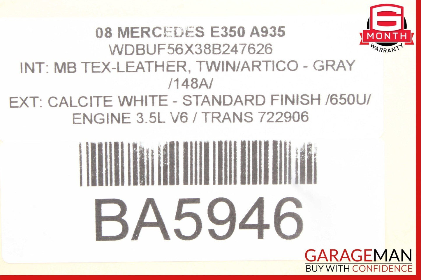 03-09 Mercedes W211 E350 Rear Right Passenger Side Exterior Door Handle White