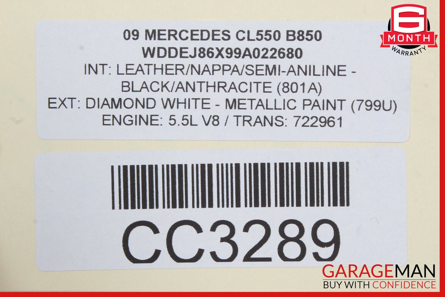 07-10 Mercedes W216 CL550 Front Right Side Bottom Lower Seat Cushion OEM