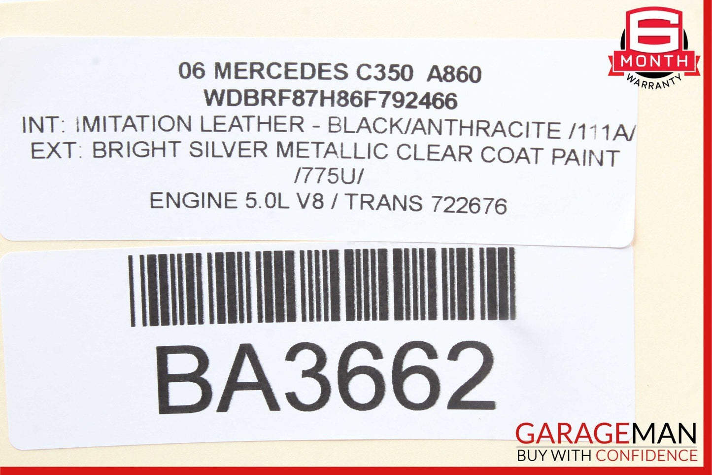 05-07 Mercedes W203 C320 C350 Rear Left Driver Side Exterior Door Handle Silver