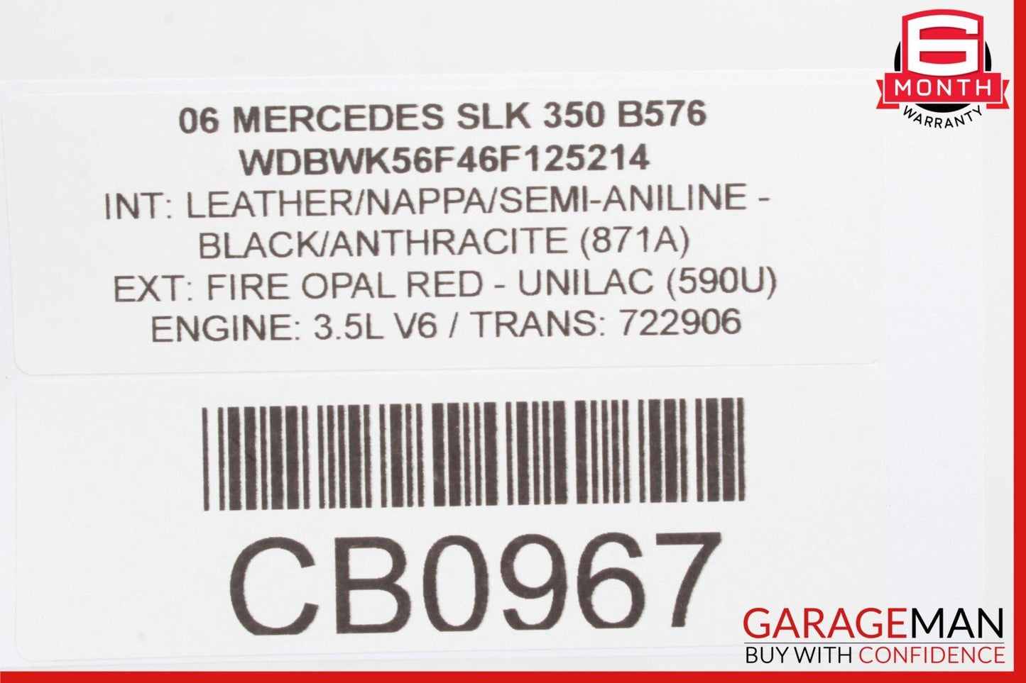 05-11 Mercedes R171 SLK350 Rear Left Convertible Roof Top Trunk Lid Cylinder OEM