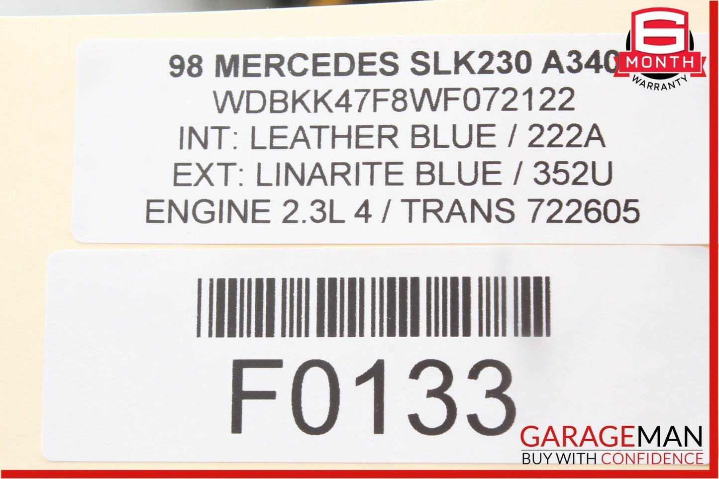 97-00 Mercedes R170 SLK230 Front Right Passenger Side Window Regulator Motor OEM