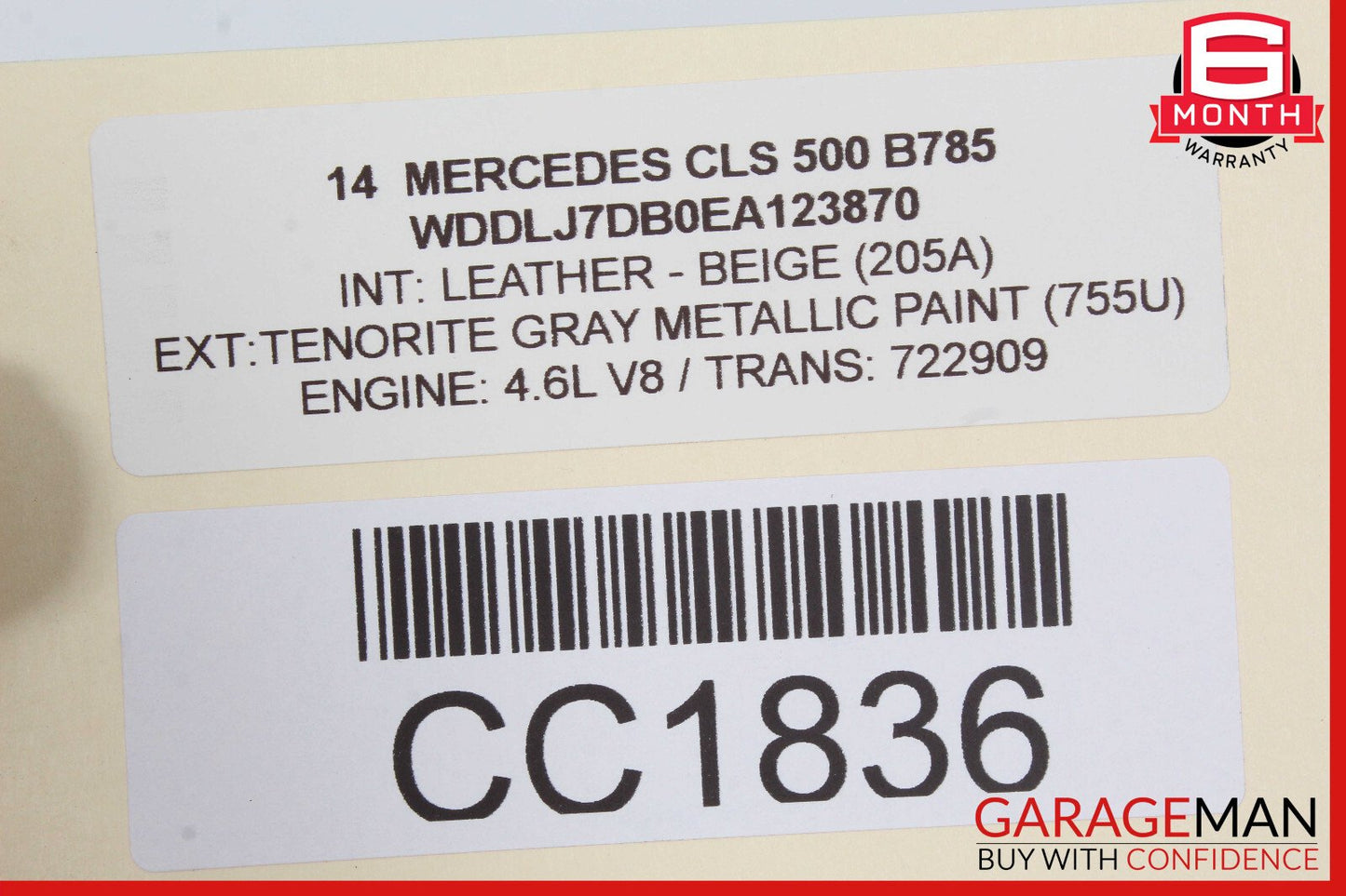 12-14 Mercedes W218 CLS550 Rear Right Side Interior Door Panel OEM