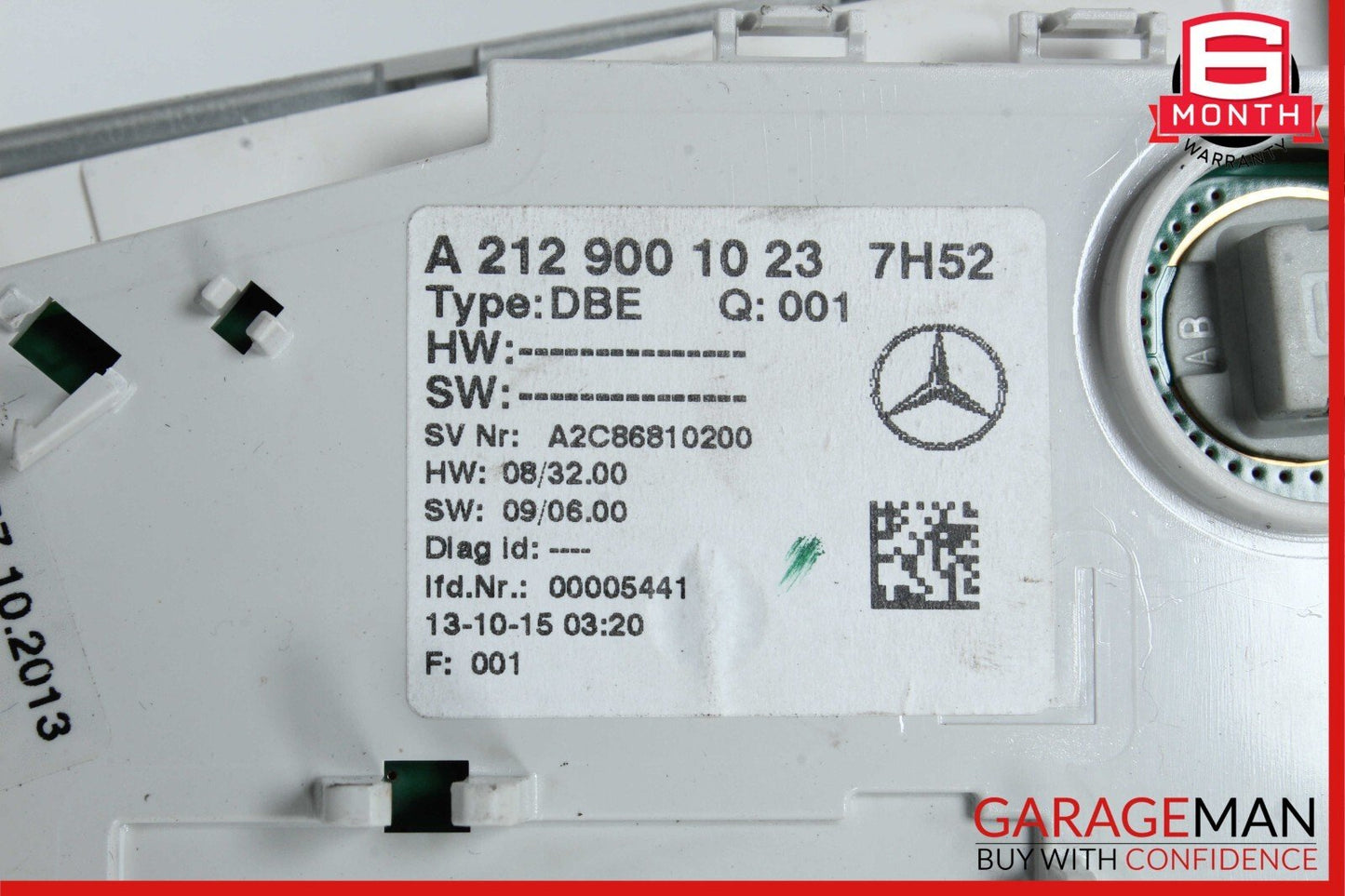 14-16 Mercedes W212 E500 E350 Front Overhead Dome Light Lamp Assembly Grey
