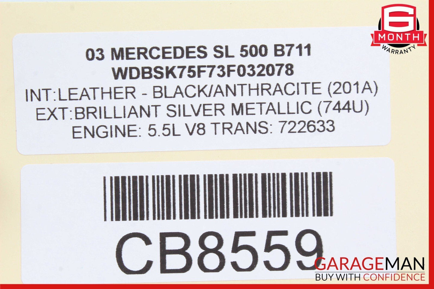 03-06 Mercedes R230 SL500 SL55 Front Right Side Door Handle Keyless Go Silver