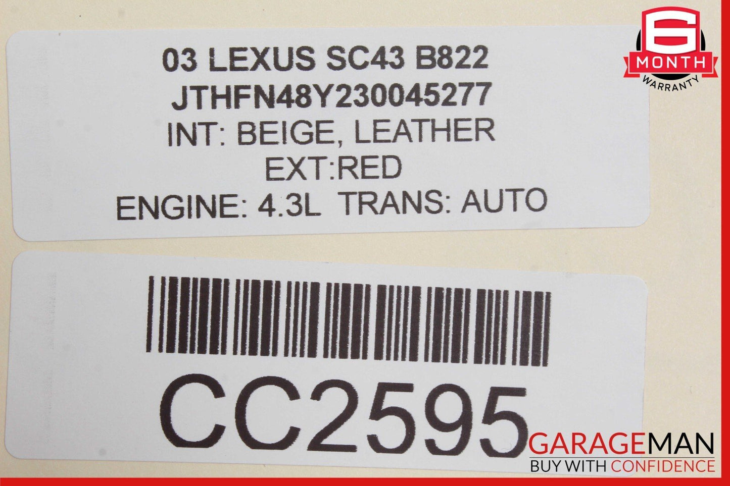 02-10 Lexus SC430 Convertible Top Shell Cover Lid Panel Assembly OEM