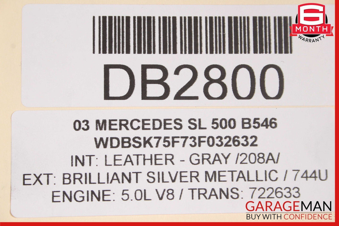 03-08 Mercedes R230 SL500 Front Hood Bonnet Cover Panel Assembly Silver OEM
