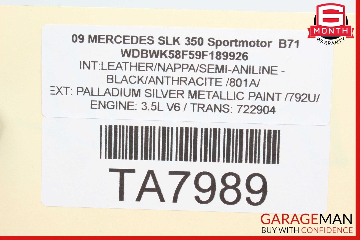 05-11 Mercedes R171 SLK350 Rear Convertible Roof Top Trunk Lid Cylinder OEM