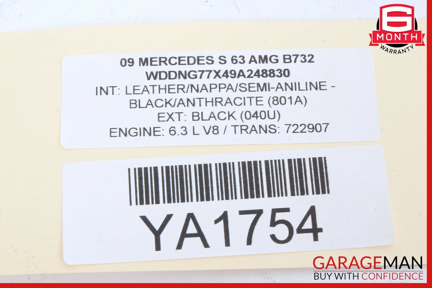 07-09 Mercedes W221 S63 Front Left Side Mirror Door Rear View OEM
