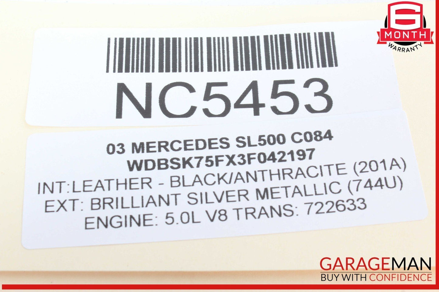 03-08 Mercedes R230 SL500 Steering Column Control Switches Assembly Black OEM