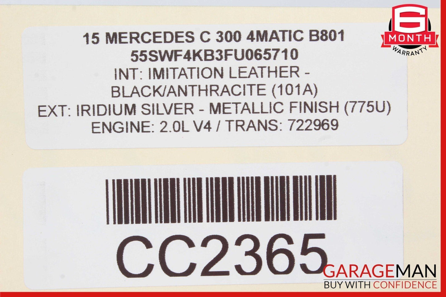 15-18 Mercedes W205 C300 C350e Front Right Side Lower Bottom Seat Cushion Black