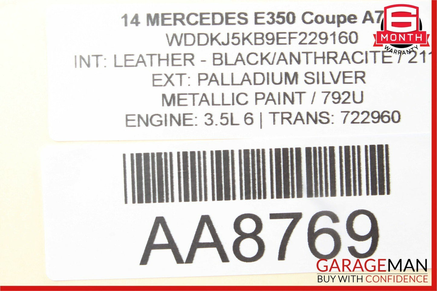 10-16 Mercedes W207 E350 Coupe Rear Right Side Door Window Regulator Motor Unit