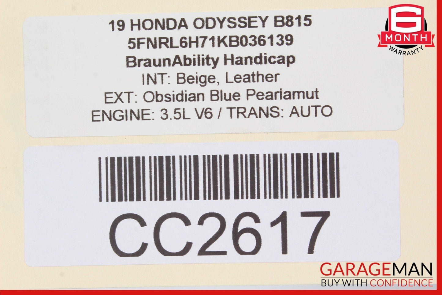 18-23 Honda Odyssey Rear Bumper Reinforcement Impact Bar 71531THRAA02 OEM