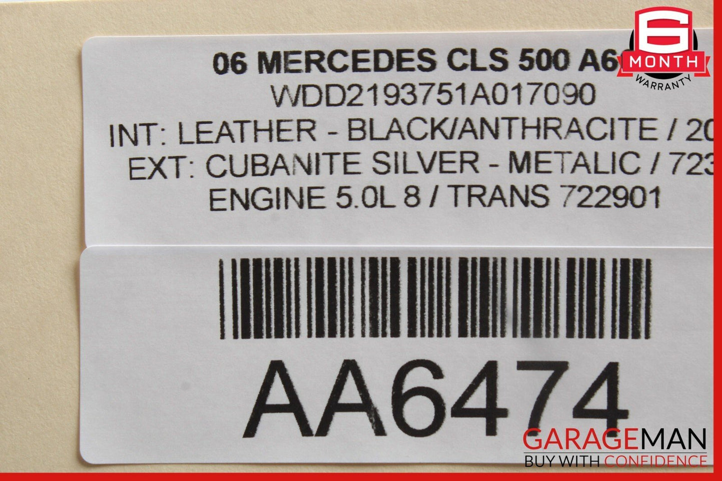 06-11 Mercedes W219 CLS500 Rear Left Side Keyless Go Exterior Door Handle Black