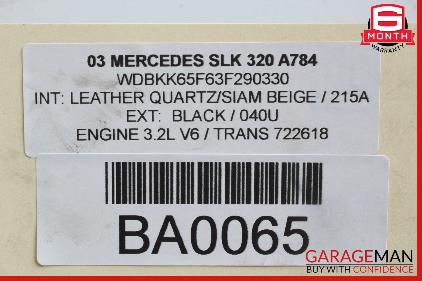 01-04 Mercedes R170 SLK320 Left & Right Side Exhaust Manifold Header Pipe Set