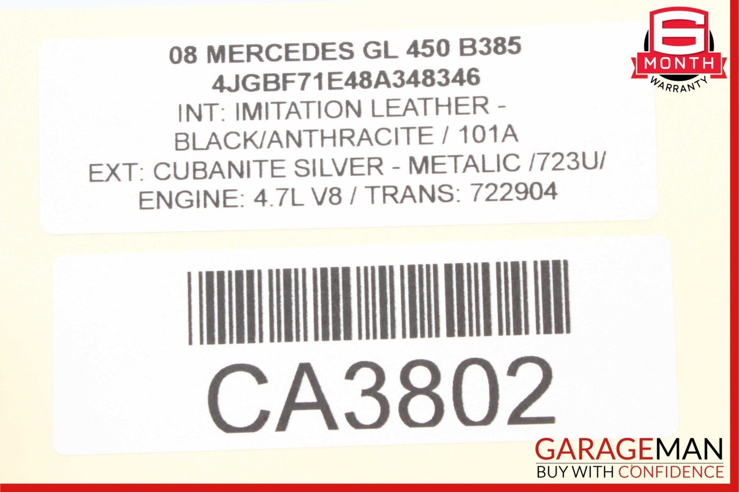 07-12 Mercedes X164 GL450 Front Right Side Lower Bottom Seat Cushion Cover Black
