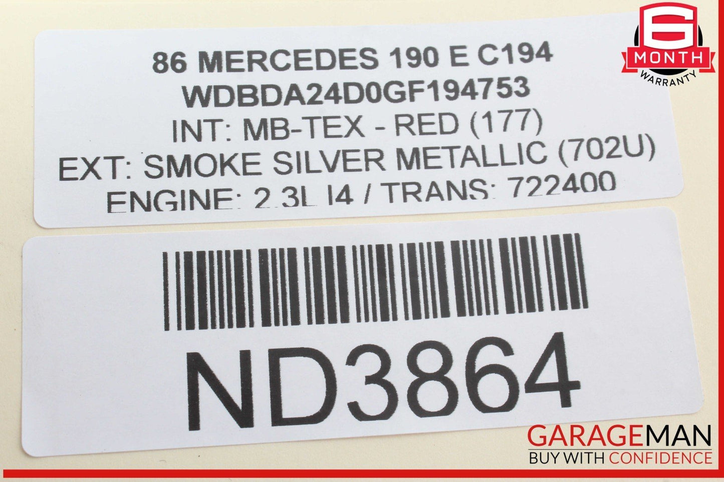 84-93 Mercedes W201 190E 190D Rear Left Driver Side Interior Door Handle OEM