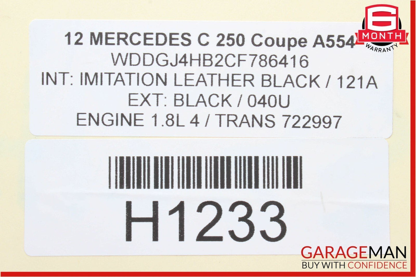 08-15 Mercedes W204 C250 Trunk Lid Lock Latch Actuator w/ Cylinder Mechanism