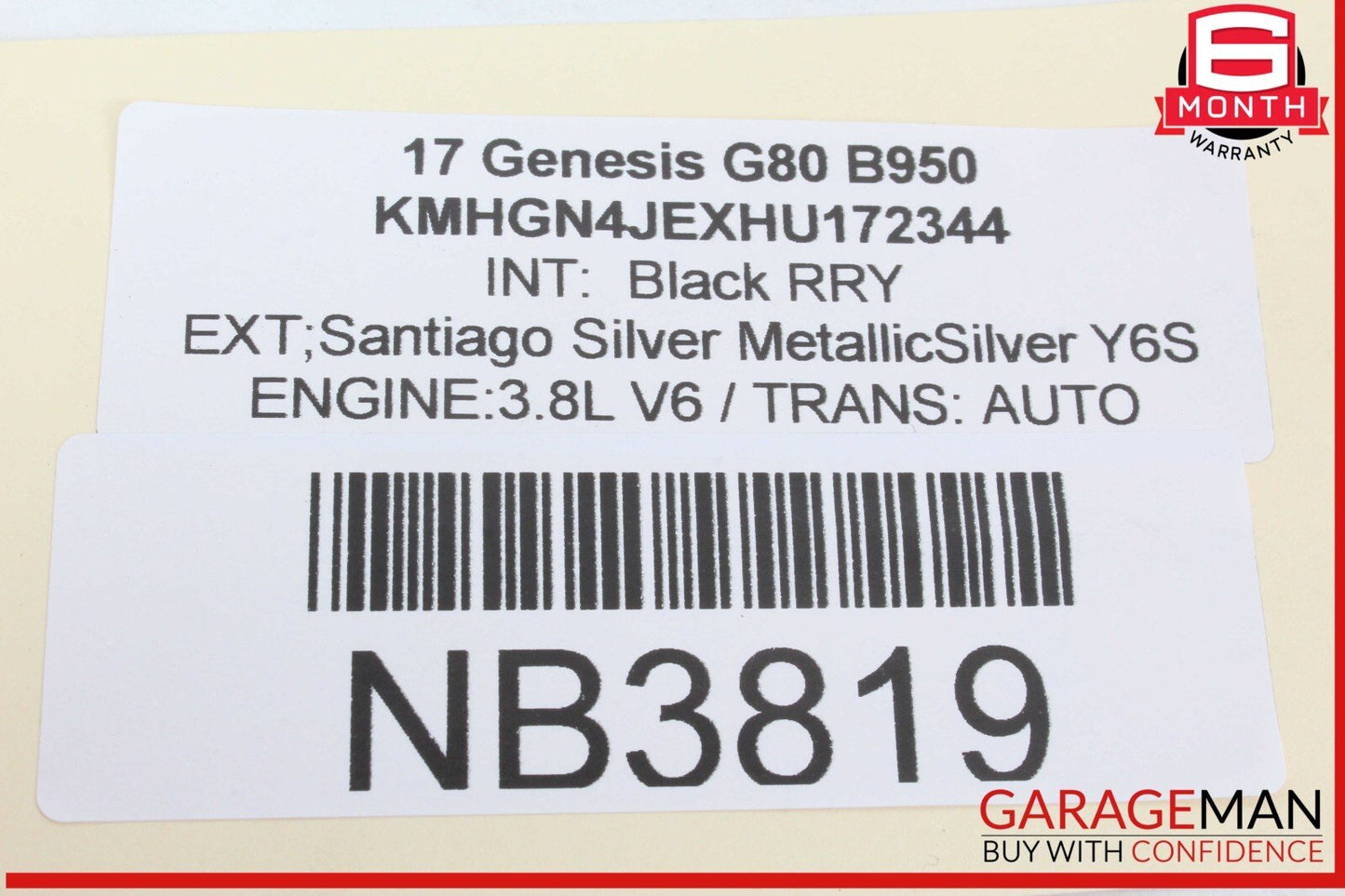 15-19 Hyundai Genesis G80 Rear Trunk Deck Lid Panel License Molding Trim OEM