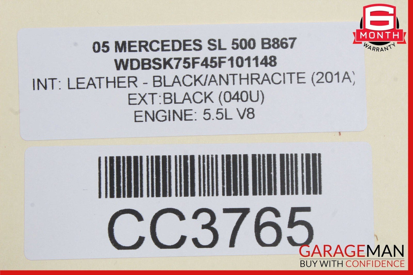03-08 Mercedes R230 SL500 Front Left Driver Side Wing Fender Panel Cover Black