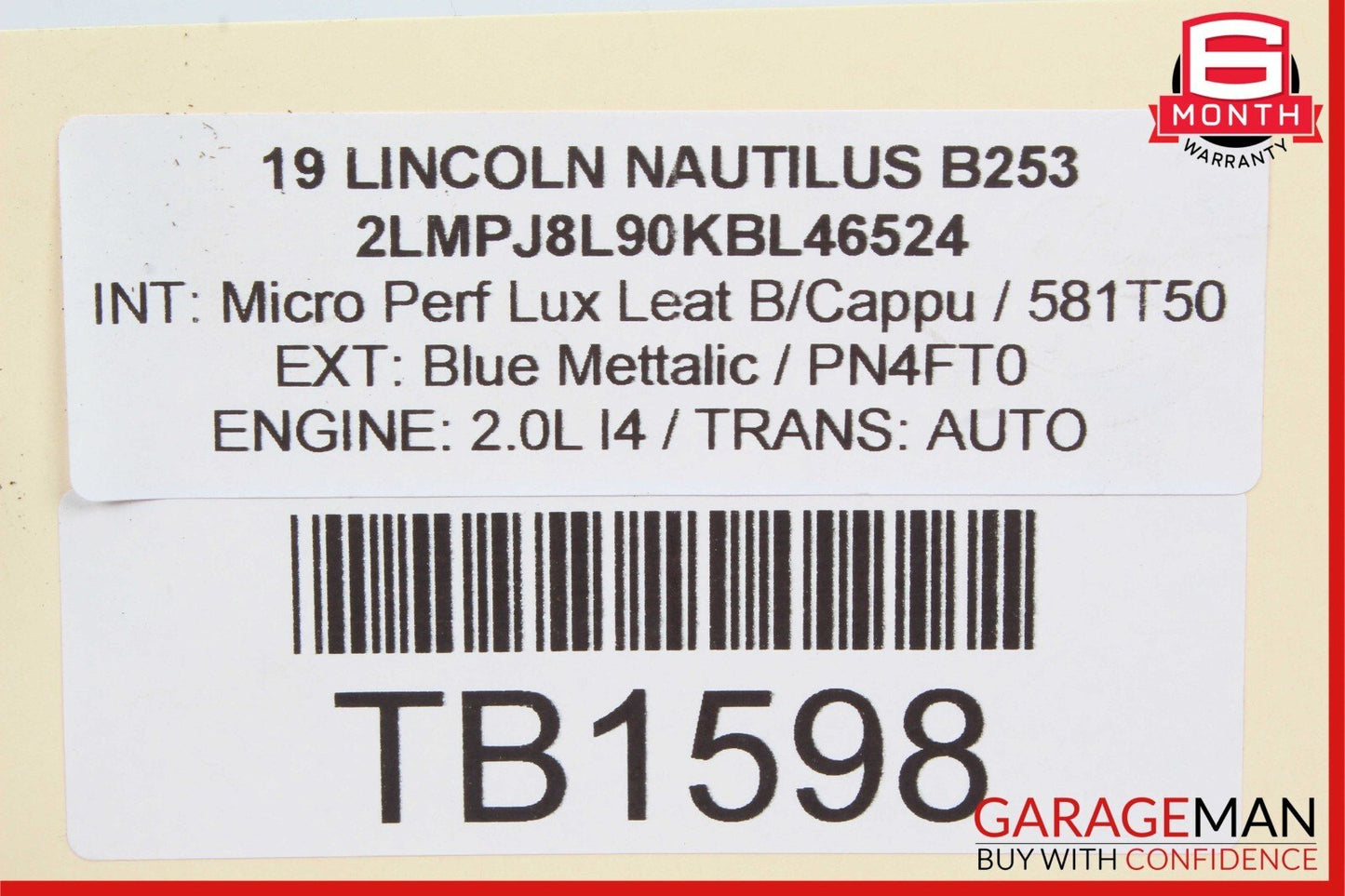 19-20 Lincoln Nautilus 2.0L Transmission Upper Mount Bracket K2G37M121AA OEM